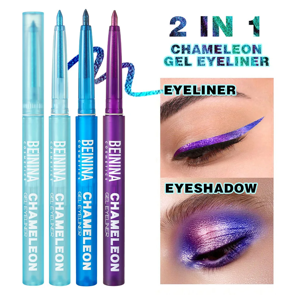Shiny Chameleon Metallic Blue Eyeliner Gel Pen Eyeshadow Multicolor Eye Liner Pearlescent Polarized Glitter Eyes Pigment Makeup - Image 4