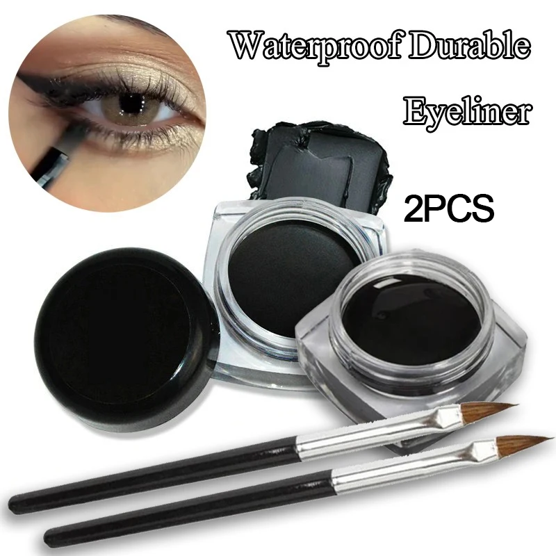 Black Eyeliner Cream Waterproof Beauty Cosmetics Long Lasting Eyeliner Gel Eyeshadow Makeup Tools with Brush Set Matte Eye Liner - Image 7