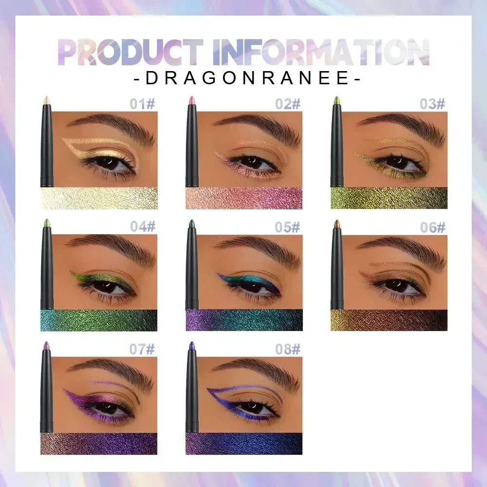 Glitter Aurora Eyeliner Pen Multi Chrome Eye Liner Lasting Shiny Metallic Eyeshadow Lying Silkworm Green Purple Makeup Pigment - Image 4