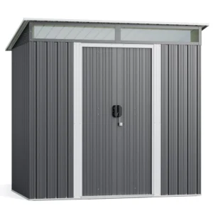 6'x4' Outdoor Storage Shed Metal Garden Shed with Sliding Lockable Doors, Versatile Tool Bike Shed with Transparent, Customized