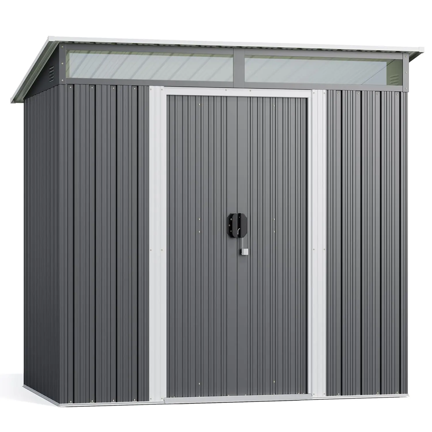 6'x4' Outdoor Storage Shed Metal Garden Shed with Sliding Lockable Doors, Versatile Tool Bike Shed with Transparent, Customized