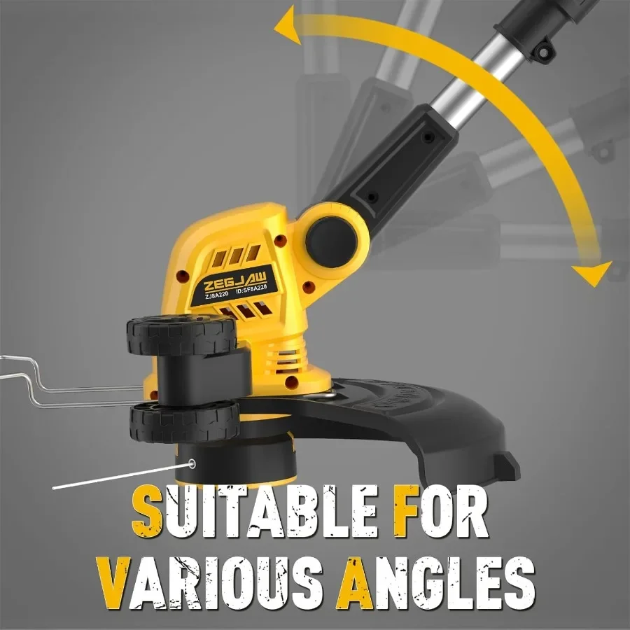 Cordless String Trimmer and Edger 12 Inch 20V Weed Wacker Battery Operated Lawn Edger with 8 Pcs Replace Spool Trimmer Lines Ba - Image 3