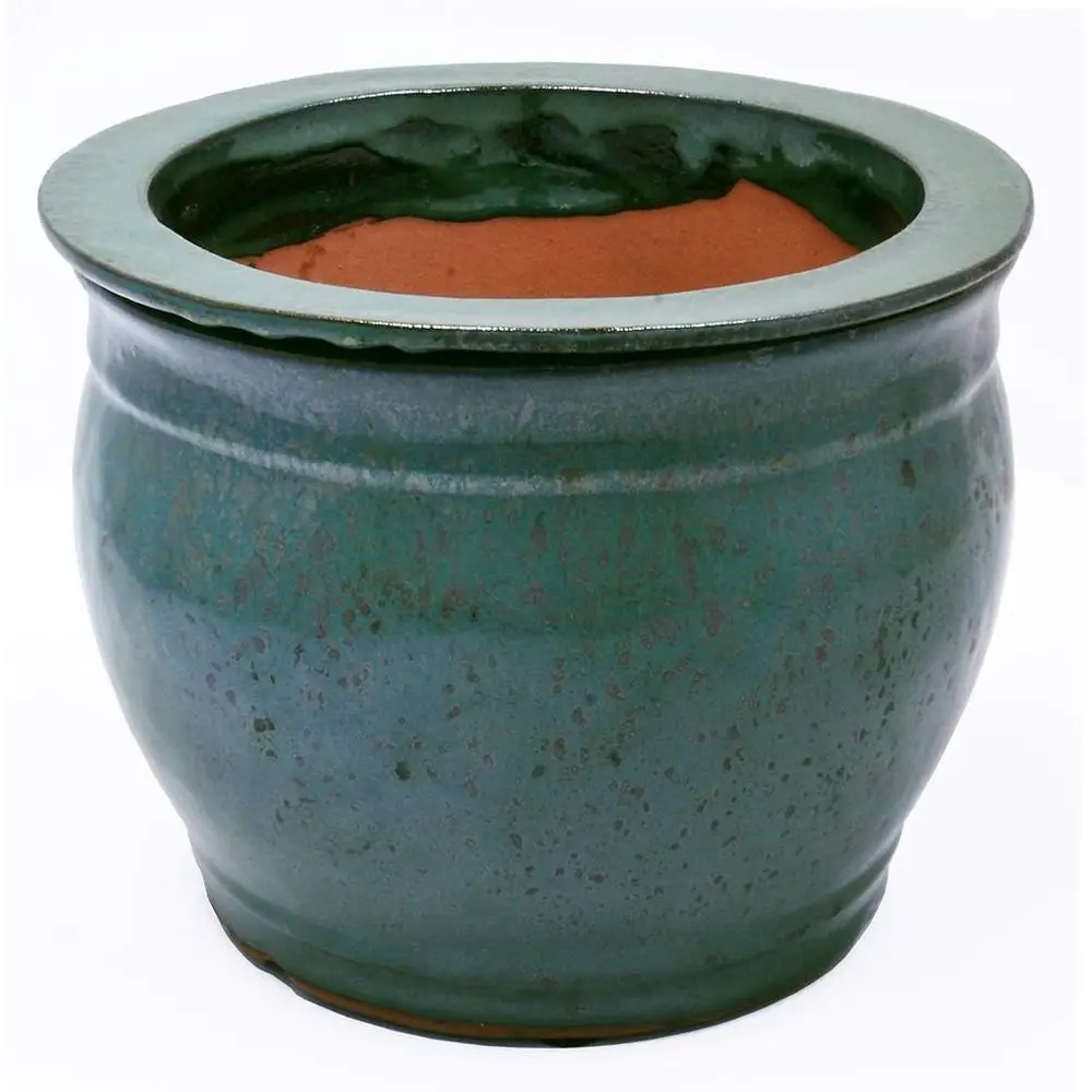 8 Jade Green Ceramic Self-Watering Planter with 6 Opening