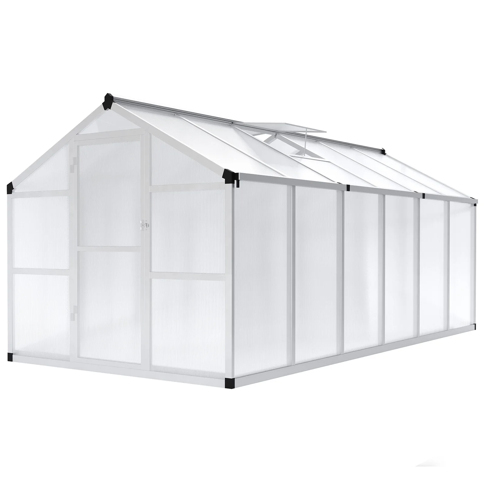 8x12 FT Greenhouse for Outdoors, Walk-in Green Houses, Large Aluminum Greenhouses with Roof Vent and Quick Setup Structure - Image 8