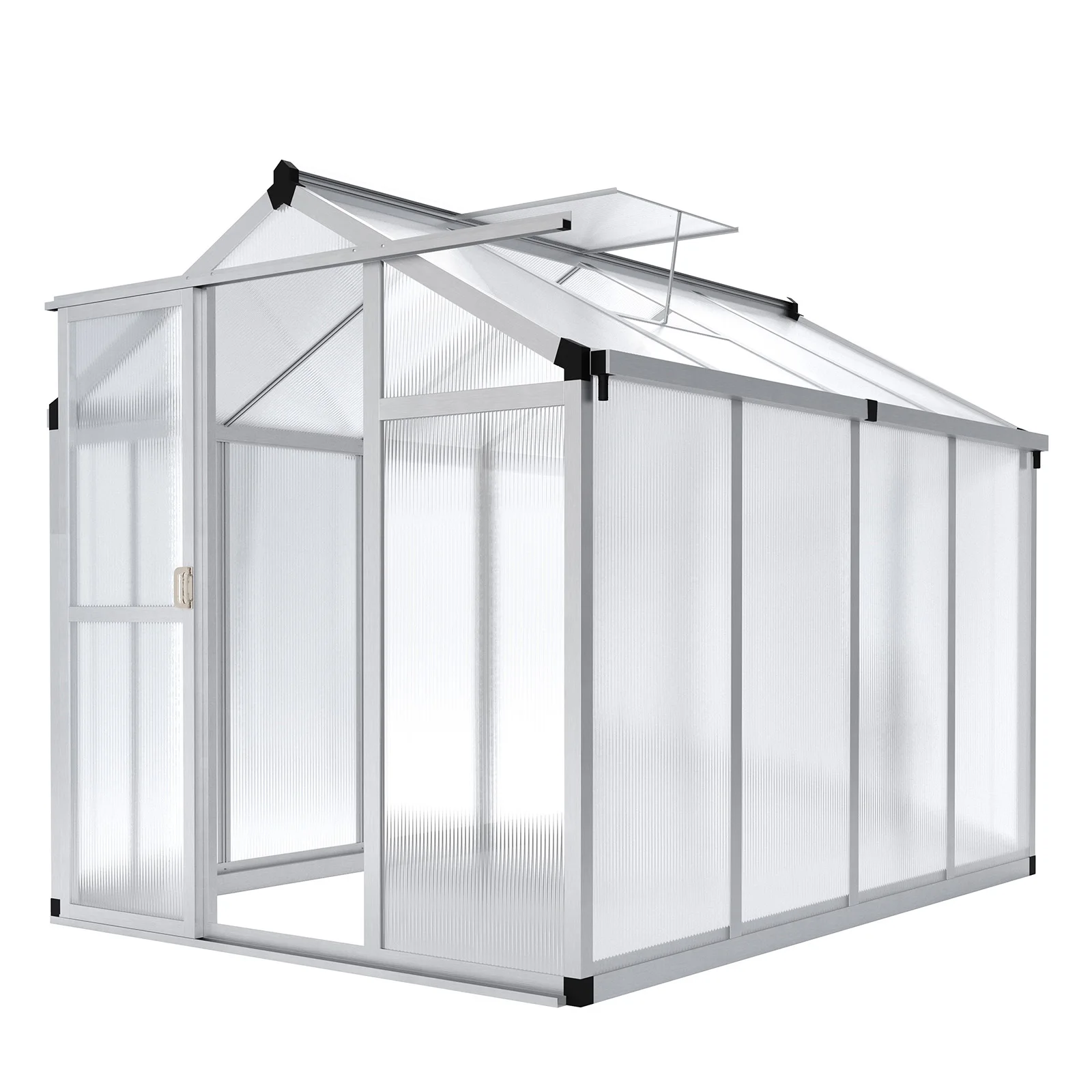 6x8 FT Greenhouse, Aluminum Walk-in Greenhouses for Outdoors, Large Heavy Duty Polycarbonate Greenhouse with Roof Vent - Image 7