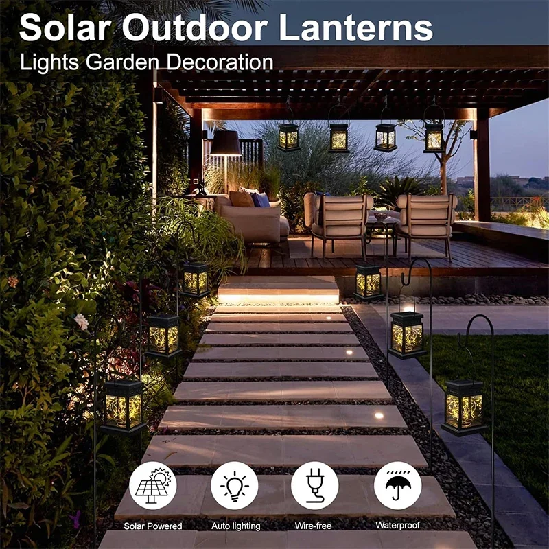 1~3Pack Solar Lights Outdoor Hanging Lanterns Waterproof LED String Lamp For Garden Table Party Decorative Patio Yard Lawn - Image 4