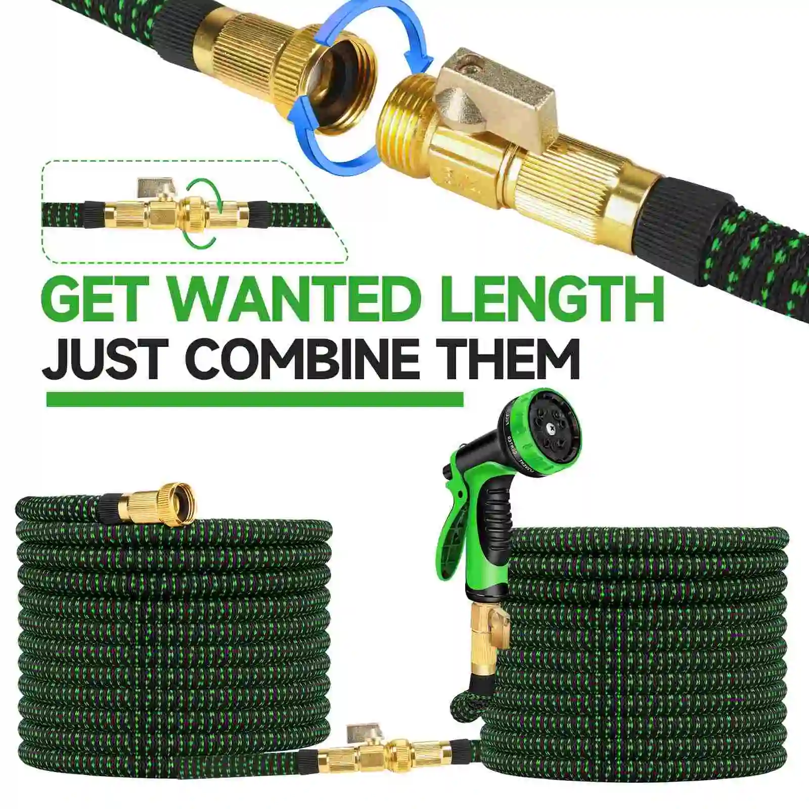 LOVFEN 25/50/75/100/150ft Expandable Water Hose Flexible Magic Garden Hose 10 Pattern Sprayer Nozzle For Pet Cleaning Watering - Image 5