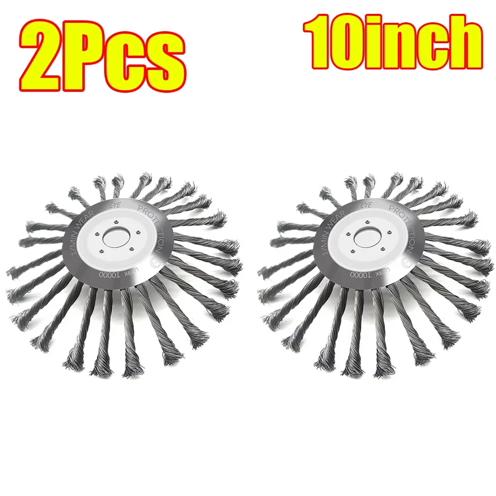 1-2Set 4/6/10inch Steel Wire Brush Trimmer Head Weed Brush Cutter Lawn Mower Brush with Adapter Kits Garden Trimmer Head Tool - Image 17