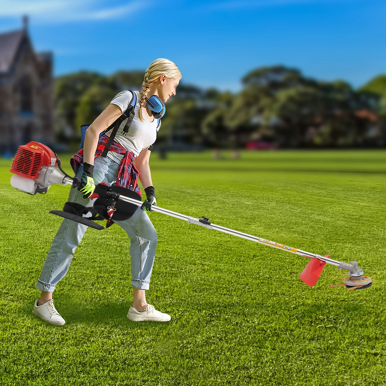 43CC 2-Stroke Gasoline Weed Wacker, Lawn Edger & Brush Cutter - 1.25KW, 8500RPM, Side-Mounted Trimmer with Air-Cooled Engine - Image 6