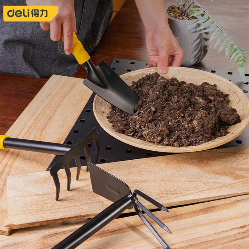 Deli Gardening Tool Sets Shovel Hoe Harrow 1/3/4 Pcs with PP Coated Handle,Garden Lawn Farmland Transplant Gardening Bonsai Tool - Image 4