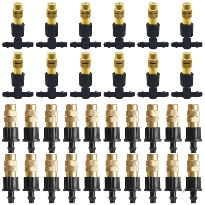 10pcs 4/7PVC Outdoor Misting Cooling System Garden Irrigation Watering 1/4'' Brass Atomizer Adjustable Garden Micro Sprinklers - Image 2