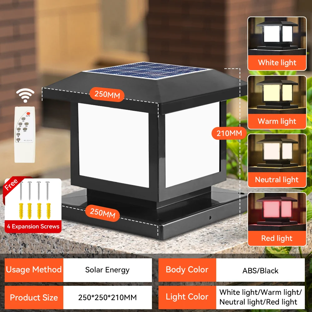 Outdoor Garden Decor Solar Pillar Lamp Remote Control Sunlight Wall Lamp for Street Gate Pathway Lighting Landscape Solar Lights - Image 8