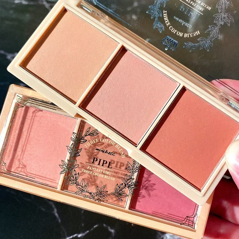 3Colors Peach Blush Palette Matte Powder Cheek Tint Face Blusher Multifunctional Long Lasting Orange Rouge Contour Shadow Makeup - Image 2