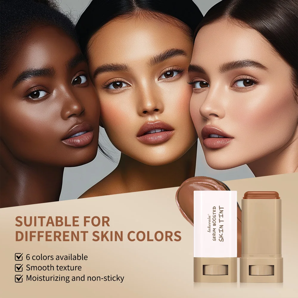 Skin Tint Foundation Stick Eraser Concealer Foundation Stick Serum Boosted Smooth Plumper Hight Coverage Travel Bronze Foundatio - Image 6