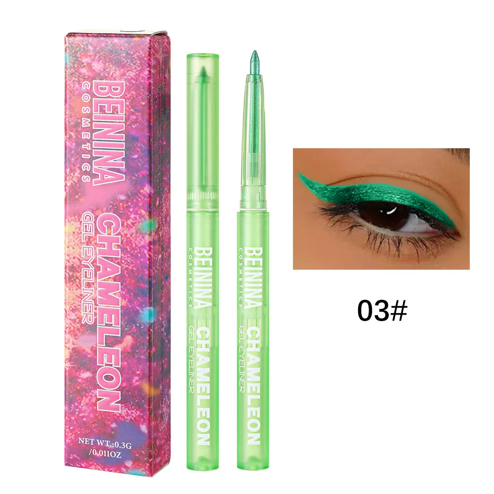 Shiny Chameleon Metallic Blue Eyeliner Gel Pen Eyeshadow Multicolor Eye Liner Pearlescent Polarized Glitter Eyes Pigment Makeup - Image 8