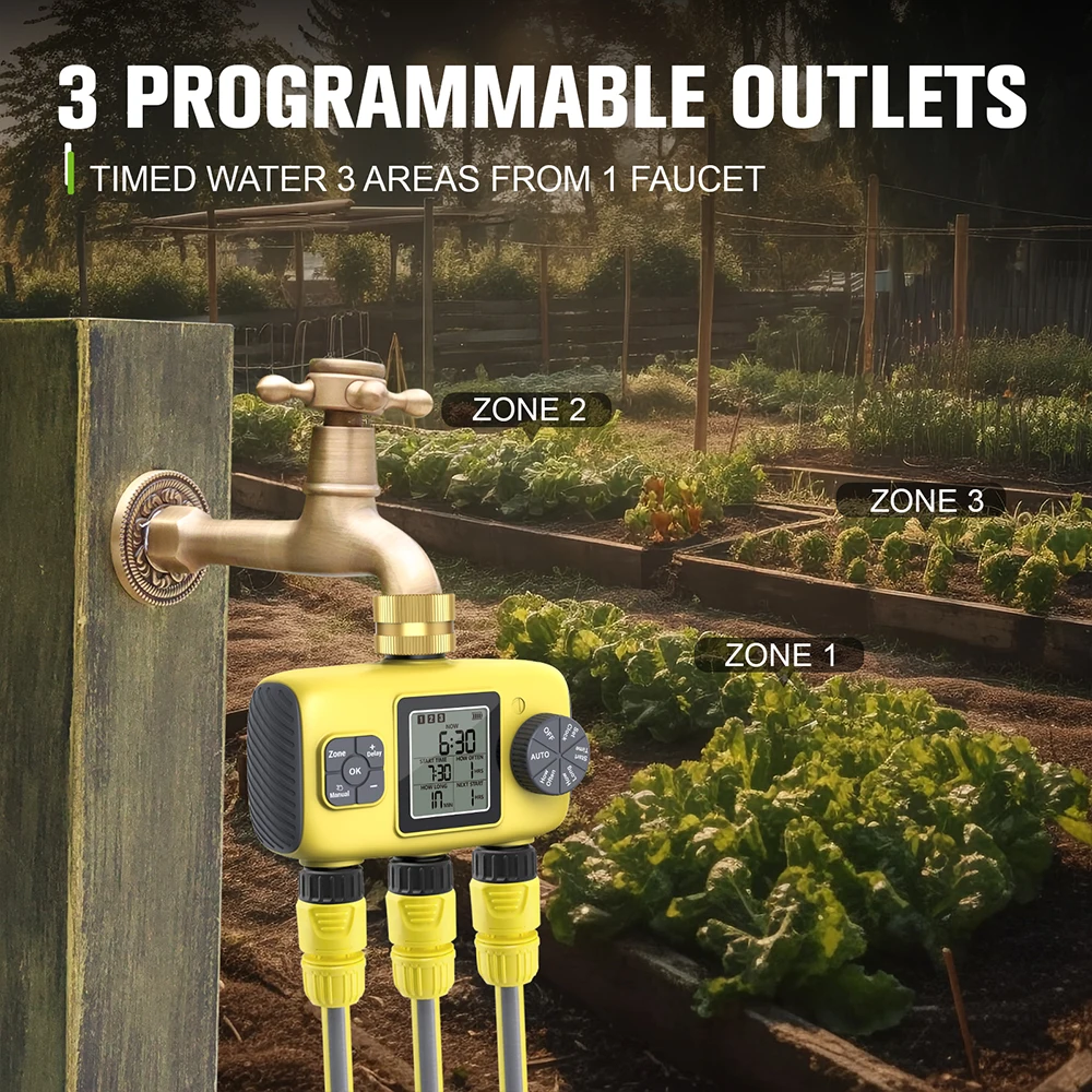 1/2/3/4-Outlet Smart Water Timer Auto Intelligent Irrigation Watering System Sprinkler Timer Garden Programmer LCD Display - Image 2