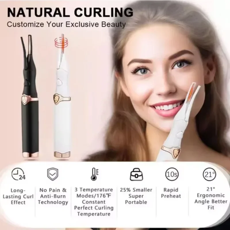2026 New Electric Eyelash Curler 2-in-1 Dual Head USB Heated Lash Curling Iron Eyebrow Trimmer Beauty Tool for Home Travel - Image 6