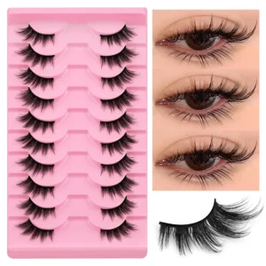 WOSHEER Half Eyelashes Natural Cat Eye Lashes Soft Wispy Faux Mink Lashes Eyelashes Extension Makeup