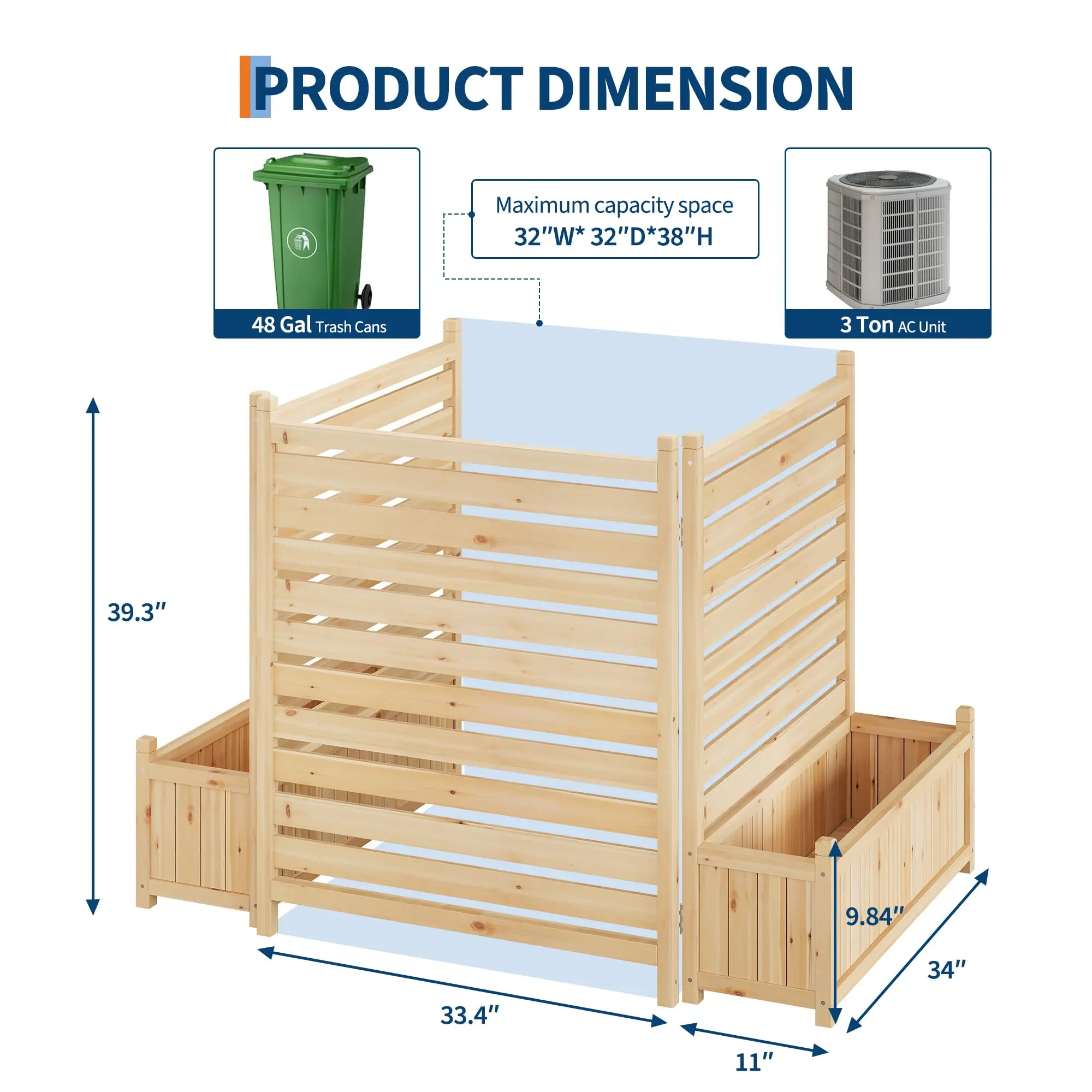 Planter with Trellis, Wooden Raised Bed, Outdoor Planter Box Privacy Fence Panels for Patio Balcony Trash Can to Grow Vegetables - Image 5