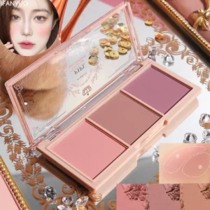 3Colors Peach Blush Palette Matte Powder Cheek Tint Face Blusher Multifunctional Long Lasting Orange Rouge Contour Shadow Makeup