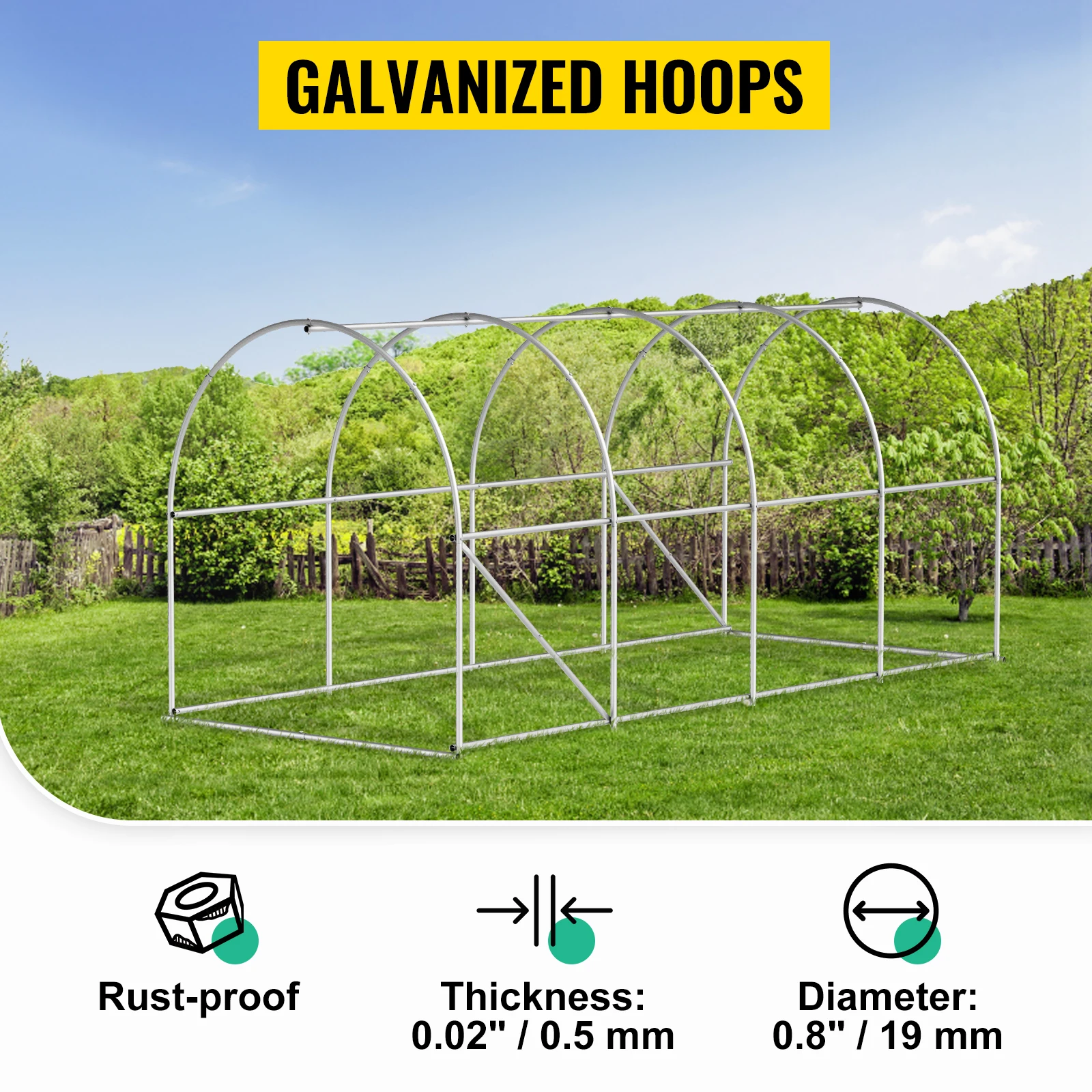 SucceBuy Walk-in Tunnel Greenhouse Galvanized Frame & Waterproof Cover 15x7x7/10x7x7/20x10x7/12x7x7 ft Greenhouses & Cold Frames - Image 4