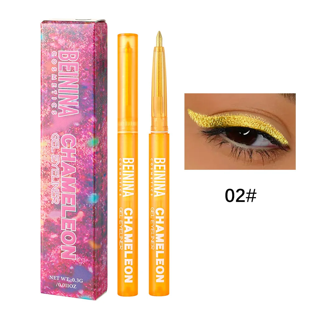 Shiny Chameleon Metallic Blue Eyeliner Gel Pen Eyeshadow Multicolor Eye Liner Pearlescent Polarized Glitter Eyes Pigment Makeup - Image 7