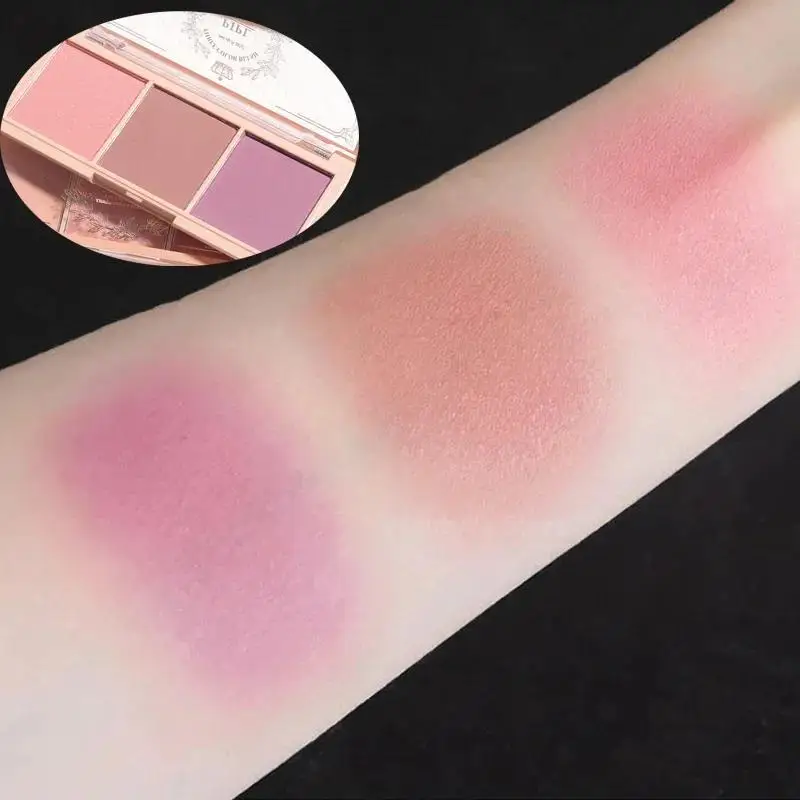 3Colors Peach Blush Palette Matte Powder Cheek Tint Face Blusher Multifunctional Long Lasting Orange Rouge Contour Shadow Makeup - Image 5
