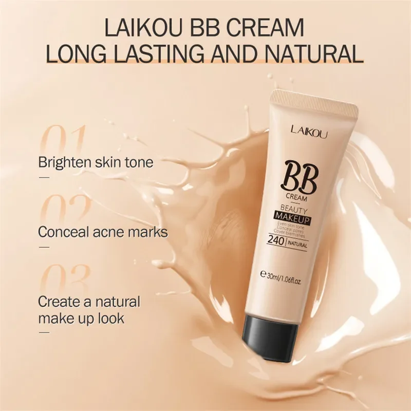 BB Cream Base Makeup Long Lasting Waterproof Brighten Skin Tone Cover Blemishes 30ml Concealer Foundation Liquid Face Makeup - Image 3