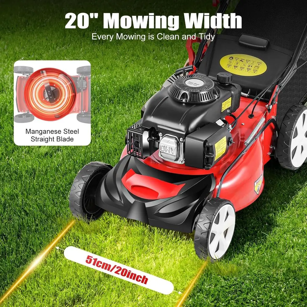 21 140CC 4-Wheel Drive Variable Speed 3-in-1 Gas Lawn Mower with 60L Bag and 8-Position Height Adjustment - Image 4