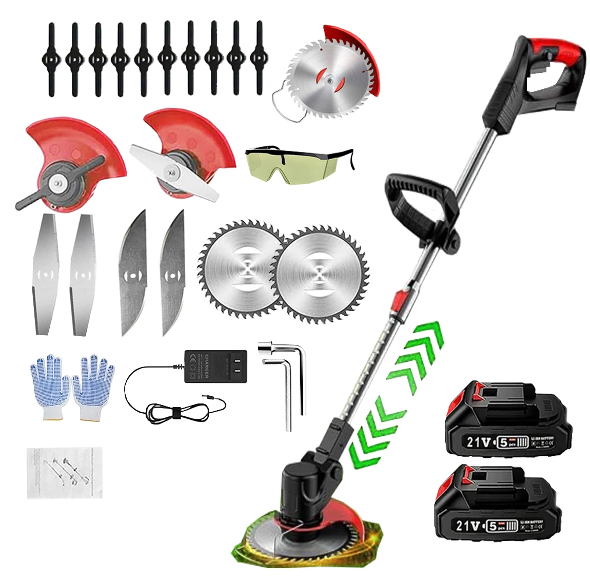 Electric Weed Wacker String Trimmer: 21VCordless Weed Eater and Edger BatteryPowered, 3 in 1 Lawn Tool ,2Batteries anChargerIncl - Image 2