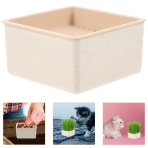 Cat Grass Planting Box Soilless Hydroponic System Double Layer Design Easy Watering Lightweight Plastic Household Cat