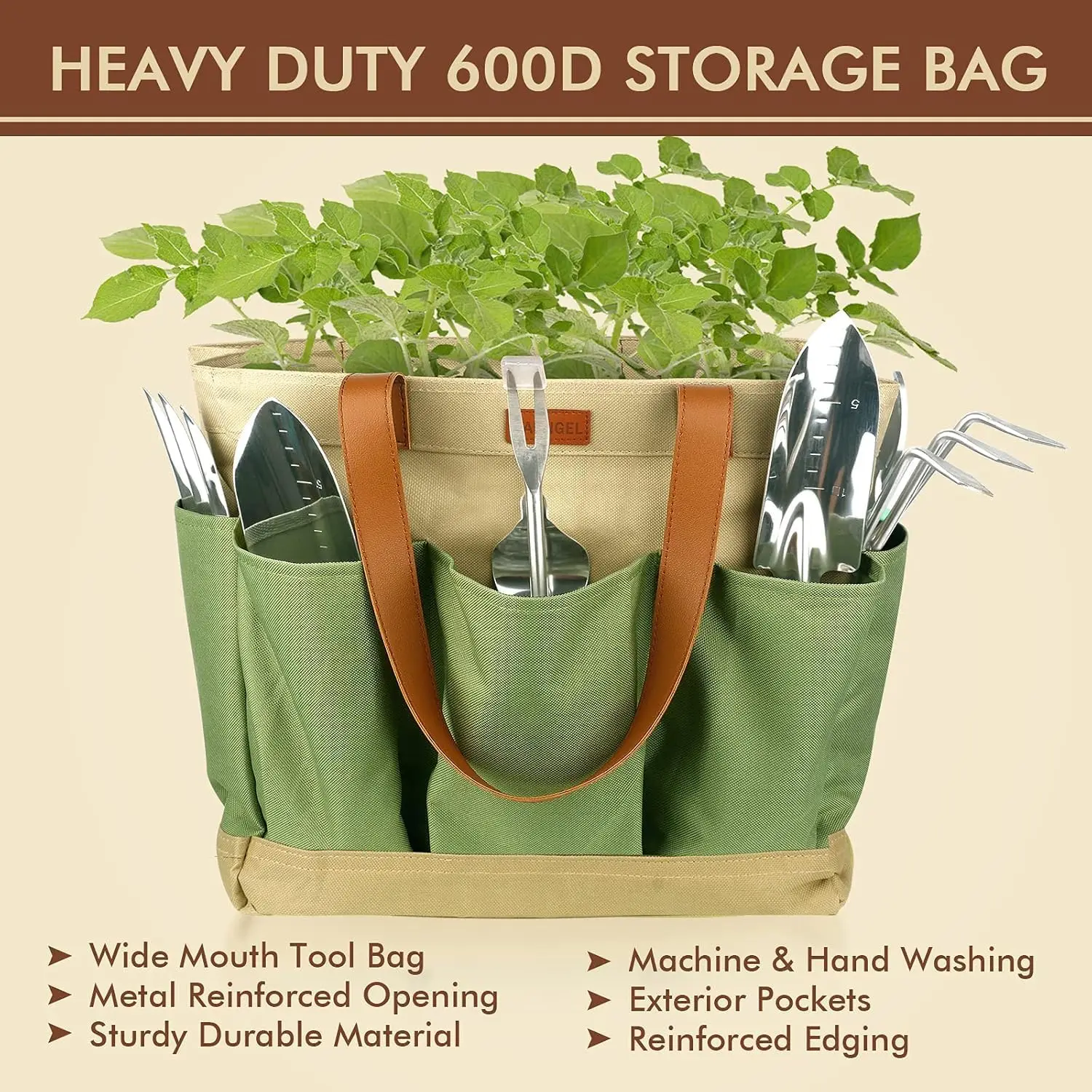 10-Piece Heavy Duty Gardening Tools Set with Stainless Steel and Wooden Handle, Includes Storage Bag, Perfect Gift for Gardeners - Image 5