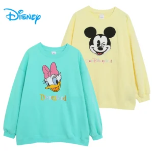 Disney World Disneyland Embroidery Sweatshirt Women Casual Fleece Jumper Mickey Daisy Duck Cartoon Loose Pullover Top O Neck