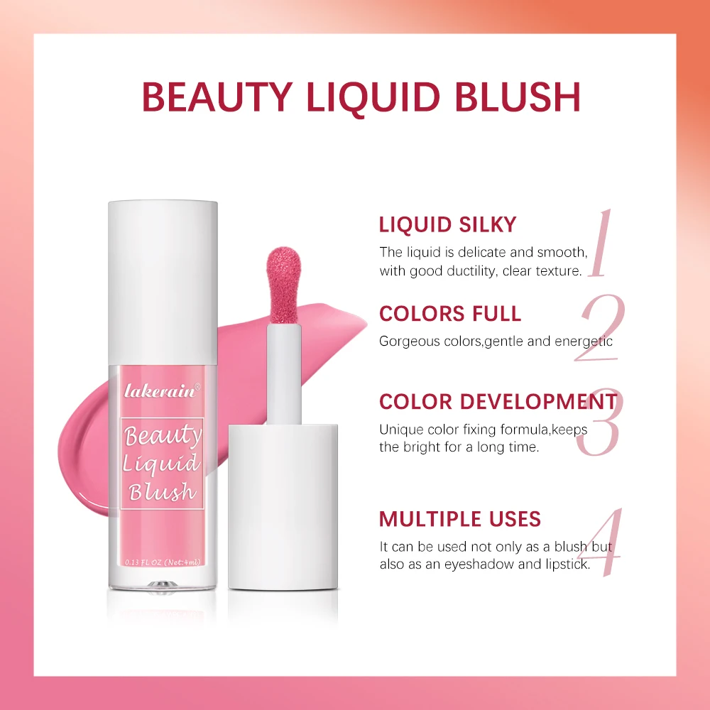Beauty Liquid Blush Lipstick Blush Eyes Cheek Blusher Waterproof Mositure Face Contour Shadow Liquid Lip Gloss Plump Makeup - Image 3
