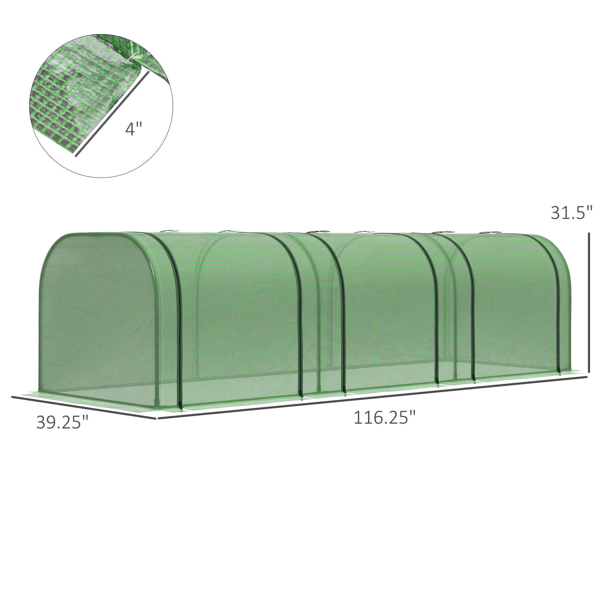 10' X 3' X 2.5' Tunnel Greenhouse Green Grow House W/ Roll up Doors, Green - Image 3