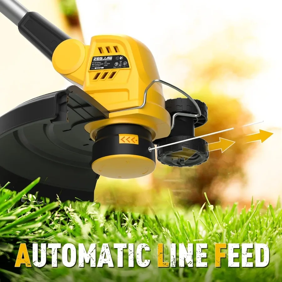 Cordless String Trimmer and Edger 12 Inch 20V Weed Wacker Battery Operated Lawn Edger with 8 Pcs Replace Spool Trimmer Lines Ba - Image 5