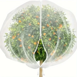 Fruit Tree Netting Covers with Zipper & Drawstring Closure, Heavy-Duty PE Proof Net, Garden Protection Netting for Fruit Trees