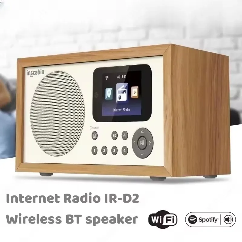 D2 WiFi Internet Digital Radio Bluetooth5.0 Speaker with LED Colour Screen Alarm Clock Home DAB Radios Support U Disk MP3 Player