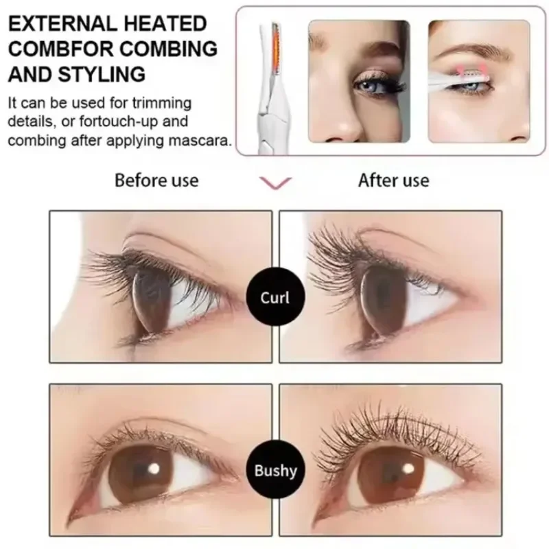 2026 New Electric Eyelash Curler 2-in-1 Dual Head USB Heated Lash Curling Iron Eyebrow Trimmer Beauty Tool for Home Travel - Image 5
