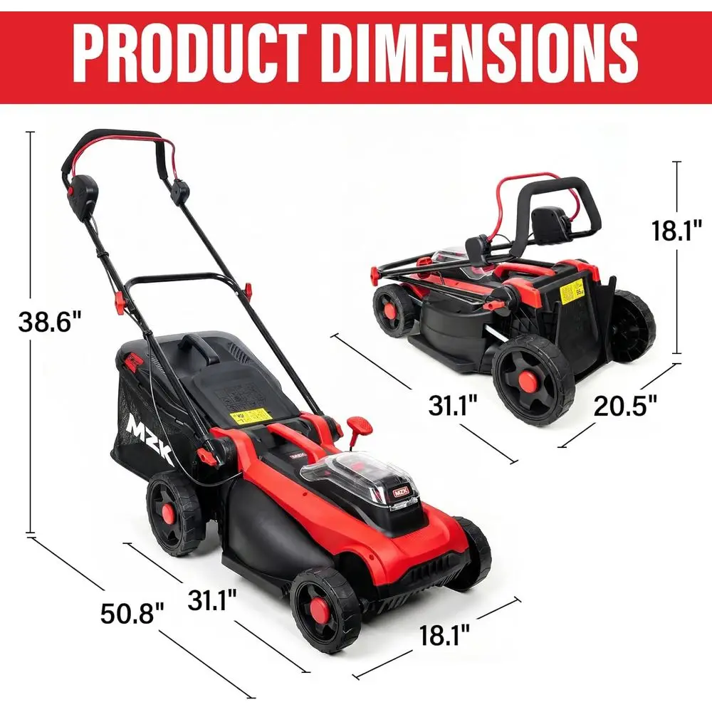 40V 16 Dual-Mode Electric Lawn Mower, Push Mower with 5-Height Settings, 2 x 4.0Ah Batteries Included - Image 2