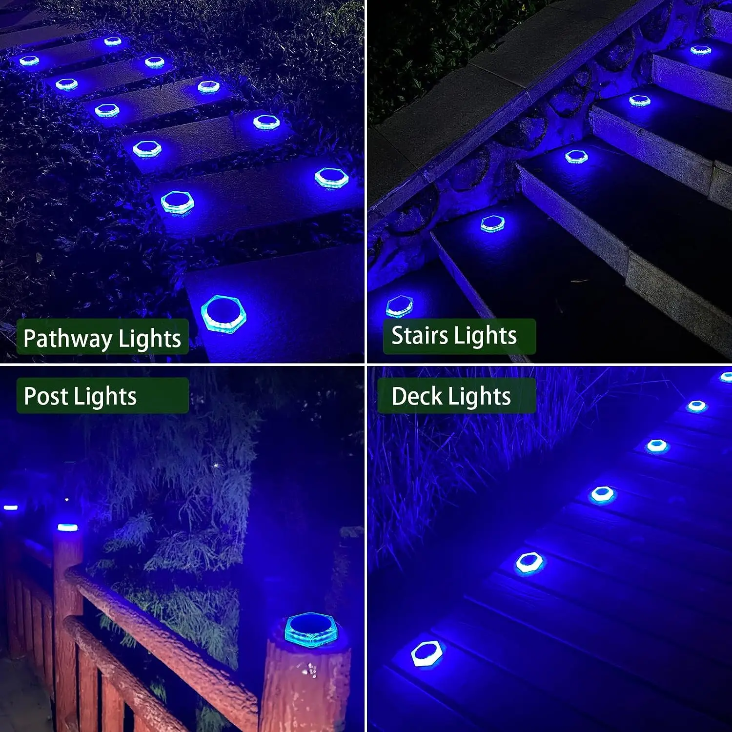 6 Pack Solar Driveway Lights Outdoor IP68 Waterproof Blue Deck Step Lights Solar Stair Lights Stick on Dock Garage Pool Fence - Image 6