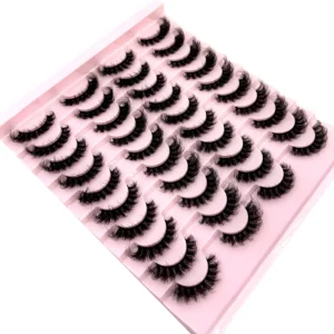 20 pairs of fluffy 3D artificial mink eyelashes handmade, reusable natural eyelashes