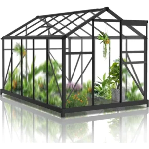 Greenhouse for Outdoors 6x10 FT Heavy Duty Polycarbonate Greenhouse with 5 Roof Vents Aluminum Large Walk-in Greenhouse for Out