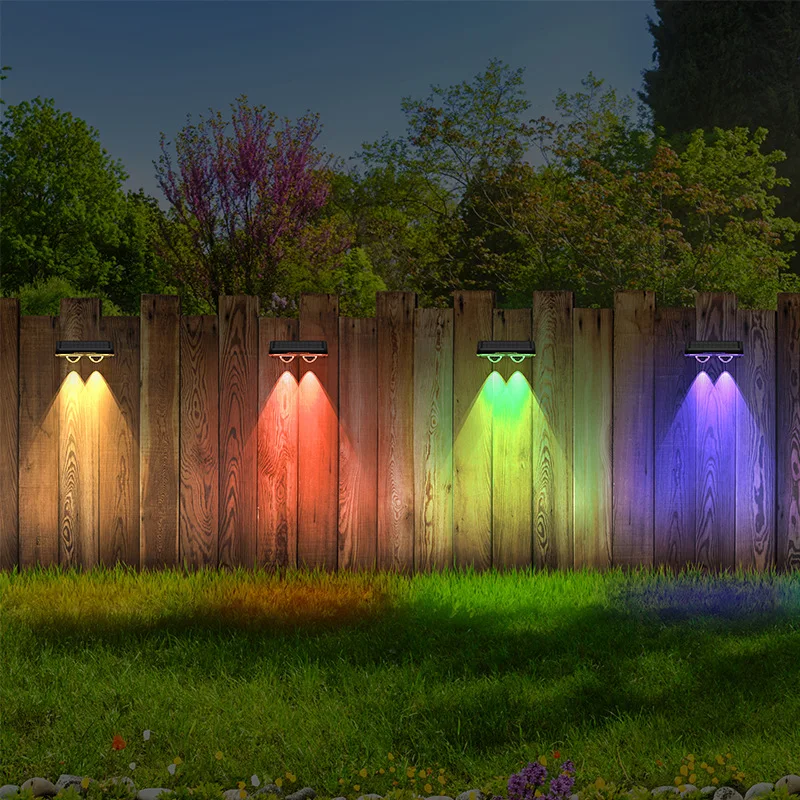 Solar Fence Lights Outdoor Garden Solar Wall Lights Waterproof RGB Bright Solar Powered Lamp Backyard Pathway Yard Deck Decor - Image 6
