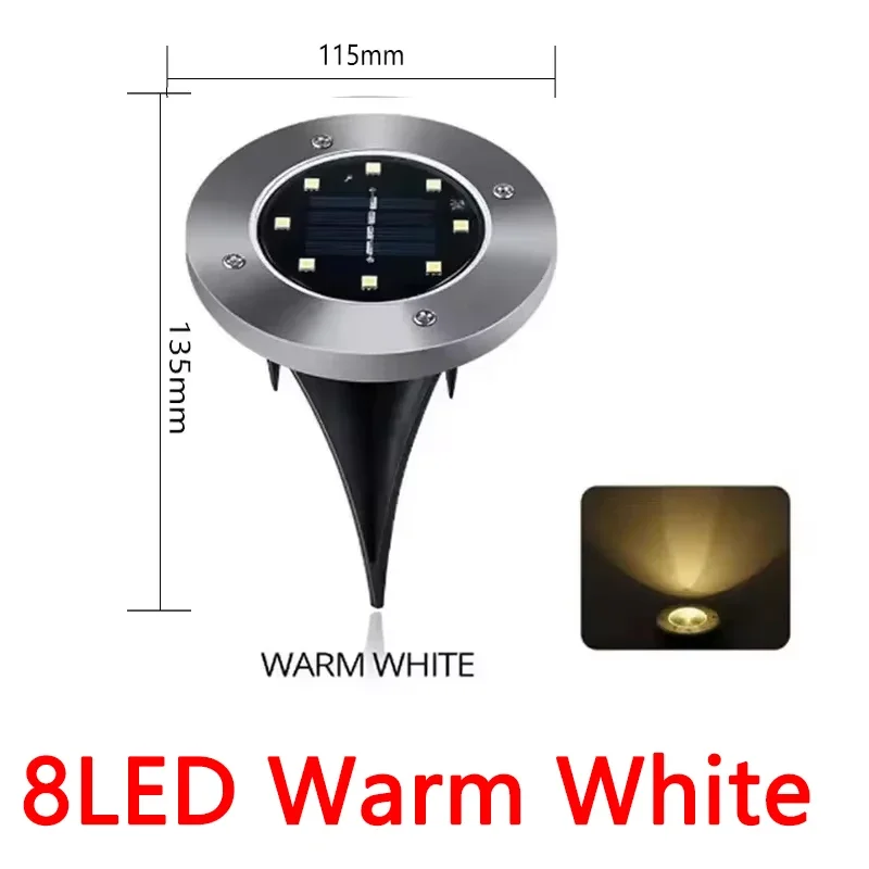 1/4/8Pcs Solar Lights Outdoor 8/20LEDs Disk Underground Lamp Spotlight Buried Solar Light for Home Garden Lawn Yard Decoration - Image 9