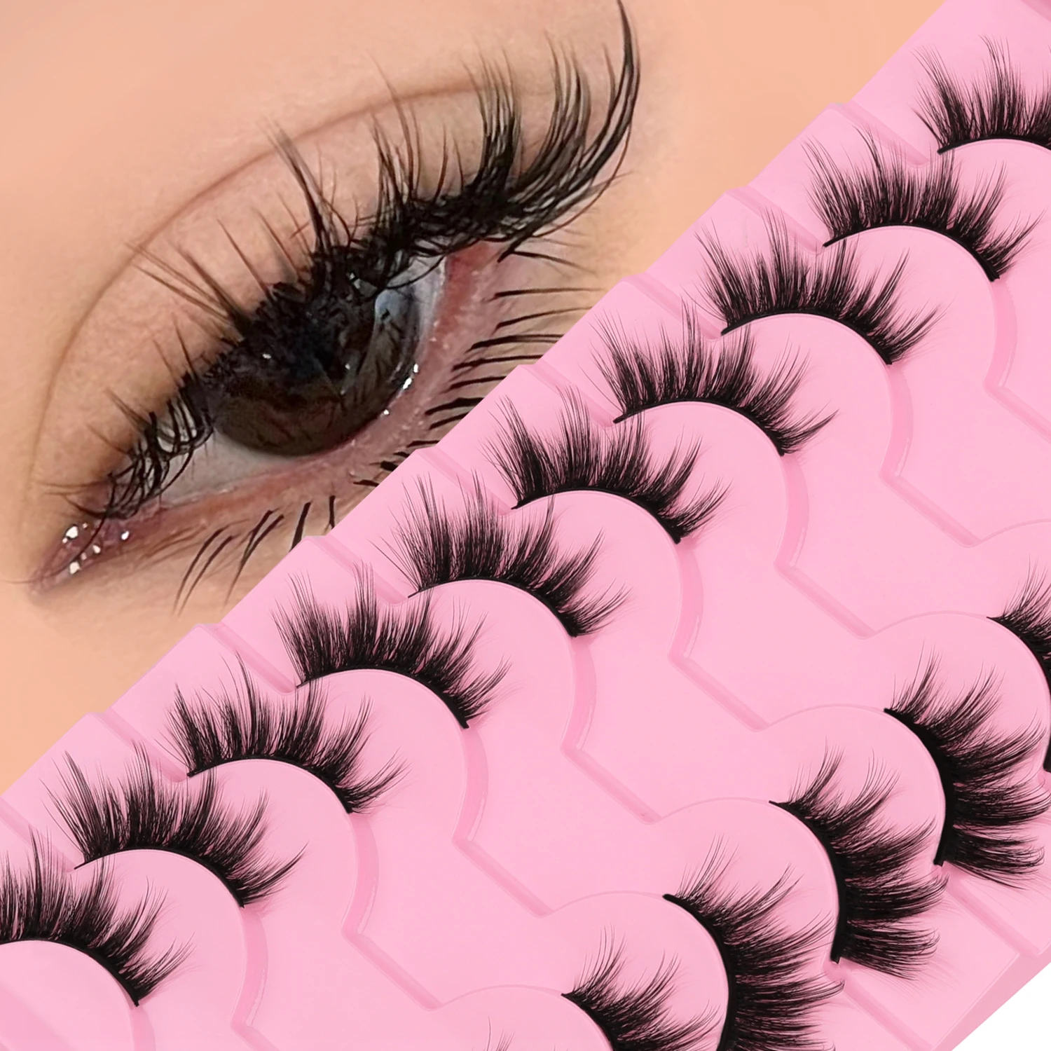 WOSHEER Half Eyelashes Natural Cat Eye Lashes Soft Wispy Faux Mink Lashes Eyelashes Extension Makeup - Image 2