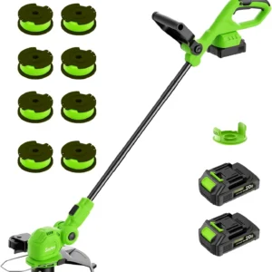 20V Cordless String Trimmer with Auto Line Feed, 2-in-1 Lawn Edger, Includes Charger & Batteries