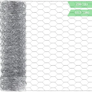 Galvanized Hexagonal Wire Mesh, 13.7x236 Inch, for Garden Fence, Pet Enclosure and Craft Projects