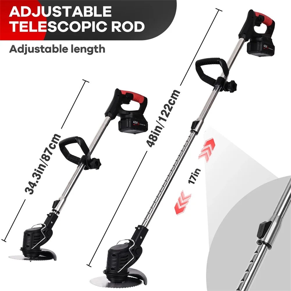 Cordless String Trimmer Grass Trimmer with 3 Types Blades 15Ah Battery Powered Weed Trimmer Lawn Edger Brush Cutter for Garden - Image 4
