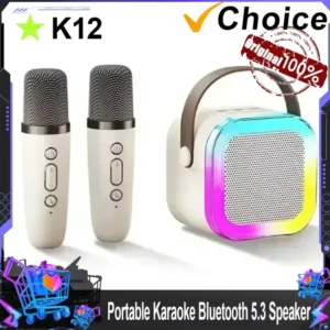 Portable K12 Karaoke Machine Wireless RGB Lights Gift Speaker Set With 2 Wireless Microphones Home Karaoke For Party Birthday